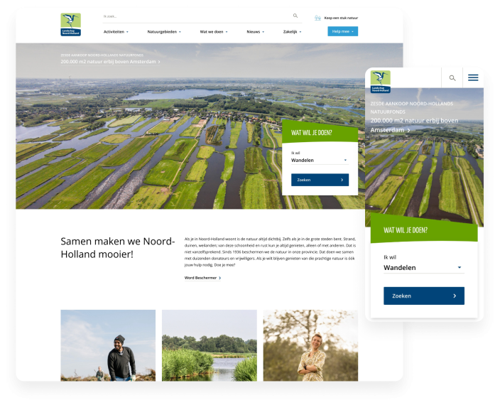 Desktop en mobiele design website Landschap Noord-Holland