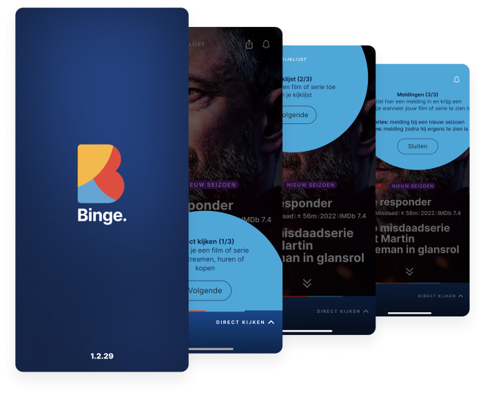 Schermen van de binge app