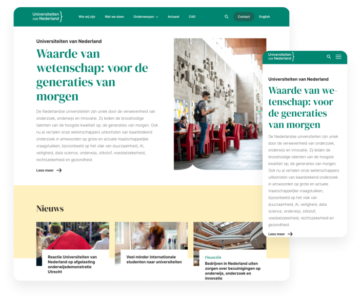 design website Universiteit van Nederland
