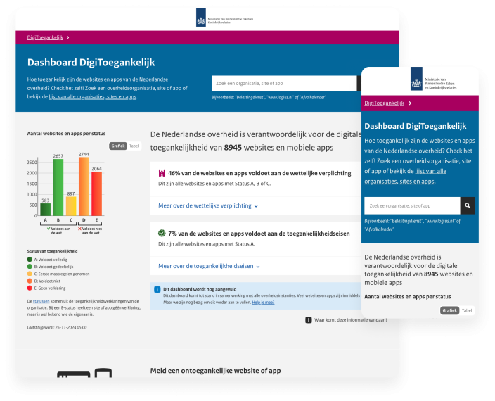 desktop en mobiel design dashboard digitoegankelijkheid