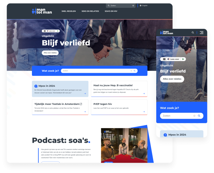 desktop en mobiel design website Man tot Man