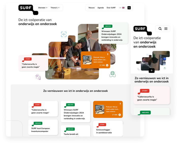 Desktop en mobiel design SURF