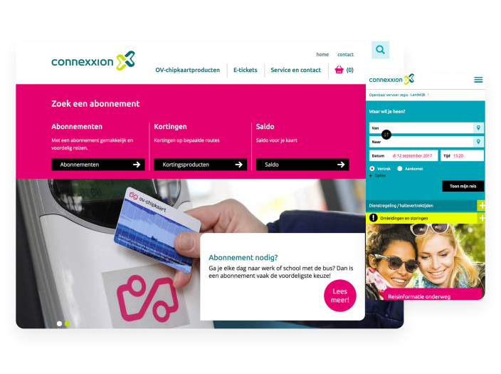 Desktop en mobiel design van de website
