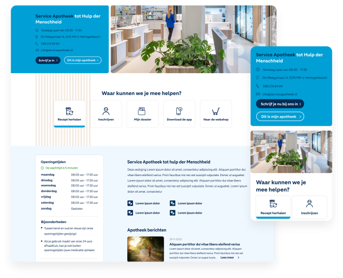 Mobiel en desktop design website Service apotheek